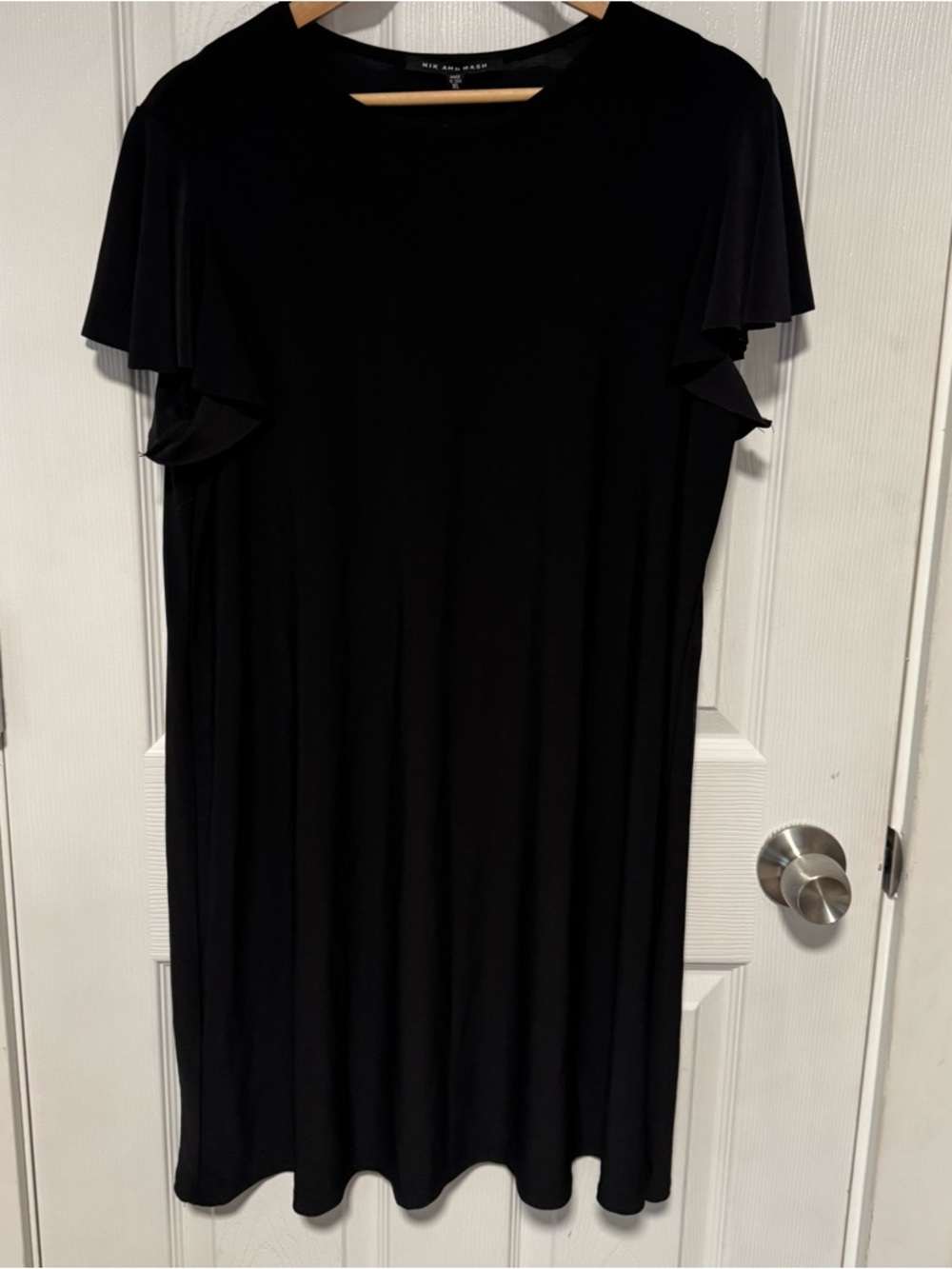 Nik and Nash Black Midi Dress with Flutter Sleeves XL
